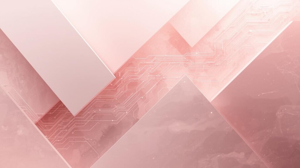 abstract pattern of intersecting geometric shapes and circuit like lines in soft pink tones minimal depth modern tech inspired texture suitable for content overlay gentle ambient light data like.jpg